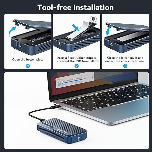 Miniatura 9 de ACASIS Carcasa SSD NVMe M.2 de 80 Gbps, con ventilador de refrigeración, compatible con USB4 V2.0, USB4 V1.0, USB3.23.13.0 (TB501 Pro) (gris