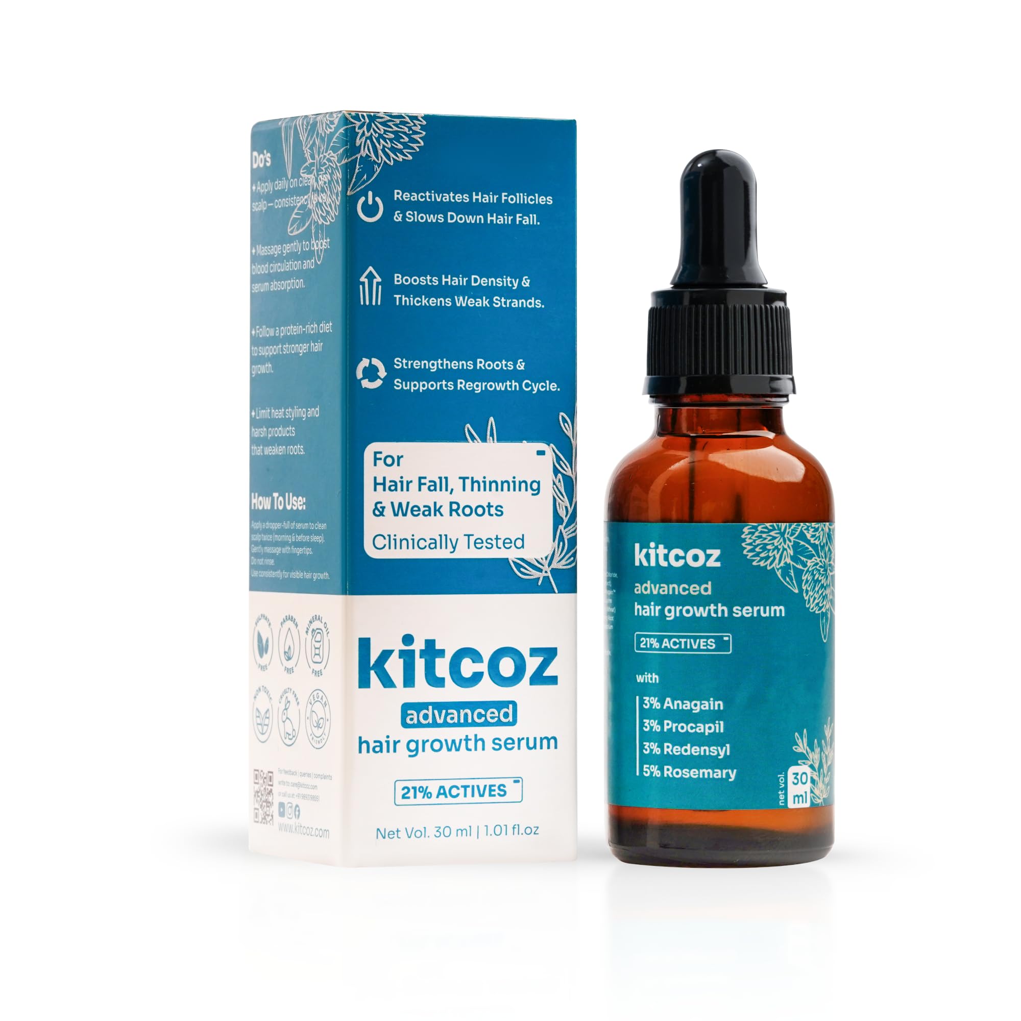 Buy Kitcoz Advanced Hair Growth Serum Concentrate with 21% Actives