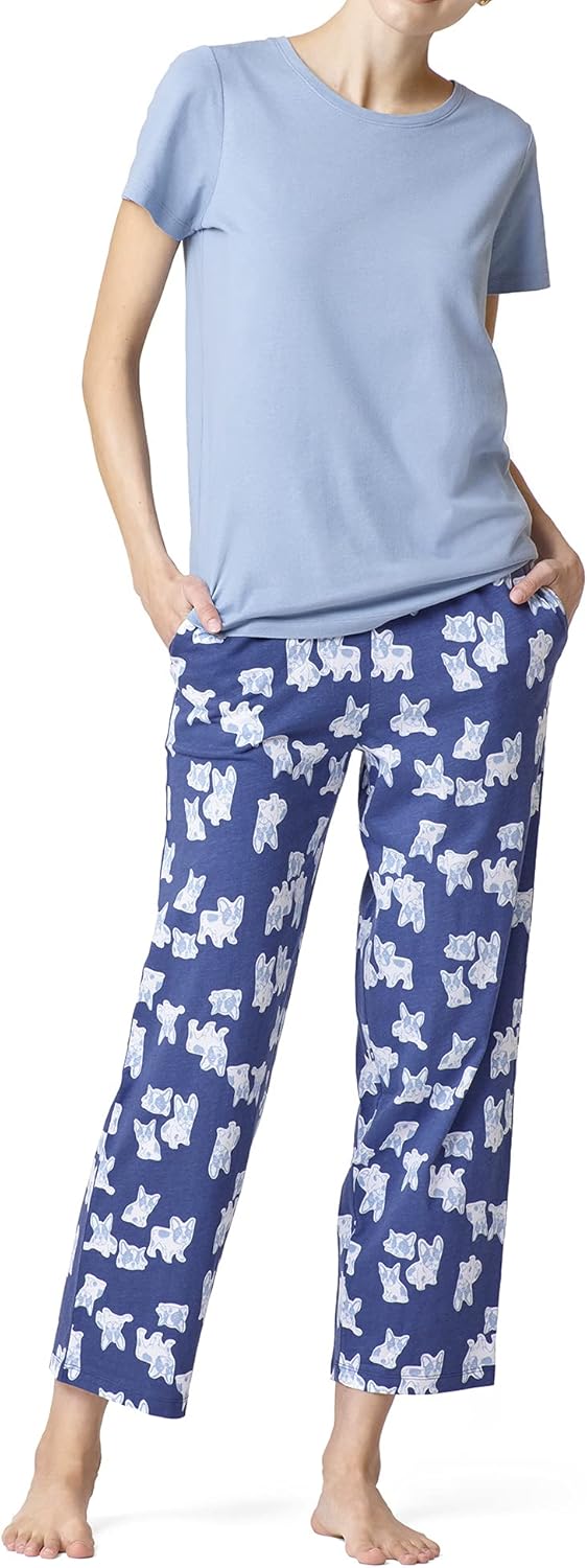 HUE Women's Short Sleeve Tee and Skimmer Pajama Set