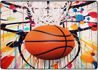 Basketball Graffiti Art Painting Area Rug 5x7ft Large Carpet Non-Slip Modern Living Room Bedroom Rugs Washable Soft Memory Foam Baby Kids Play Mat