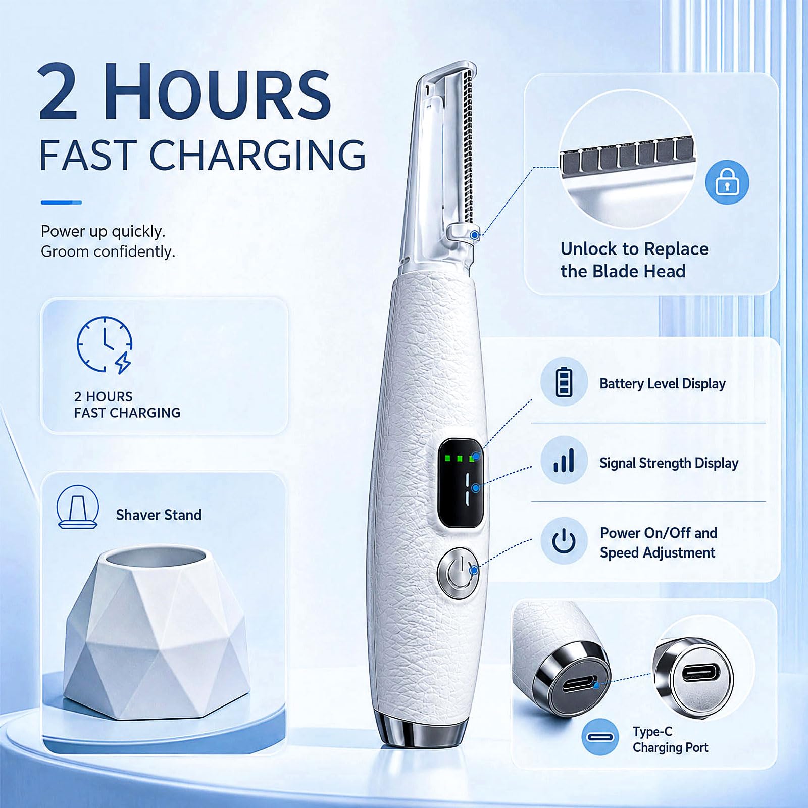 Sonic Dermaplaning - Maquinilla de afeitar para mujer, removedor de vello facial con 12 recambios