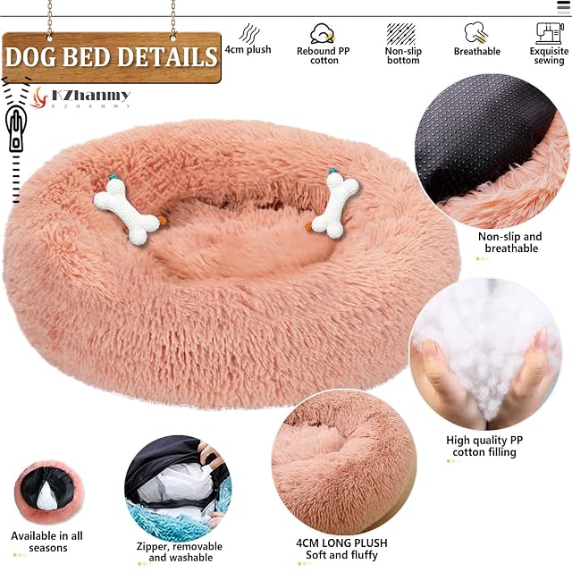 Foto 4 de 7 de KZhanmy Cama Perro Grande Redonda Cama de Perros Gatos Cómodo Suave Cálido Felpa Donut,Antiestres Lavables…