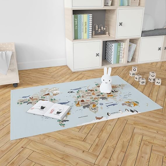Children's Play Mat with Animals Atlas Design - Baby Play Carpet