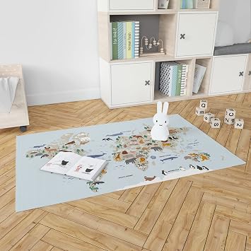 Children's Play Mat with Animals Atlas Design - Baby Play Carpet