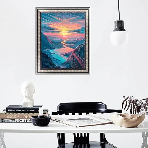Miniatura 7 de QUITEDEW Kits de pintura de diamantes al atardecer, arte de diamantes de paisaje, pintura de diamante completo, decoración de interiores de moda