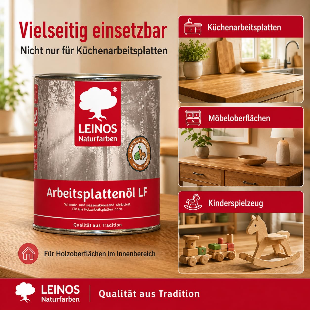 LEINOS Arbeitsplattenöl LF 283 | Holzöl innen Möbel & Bau | 0,75 Liter