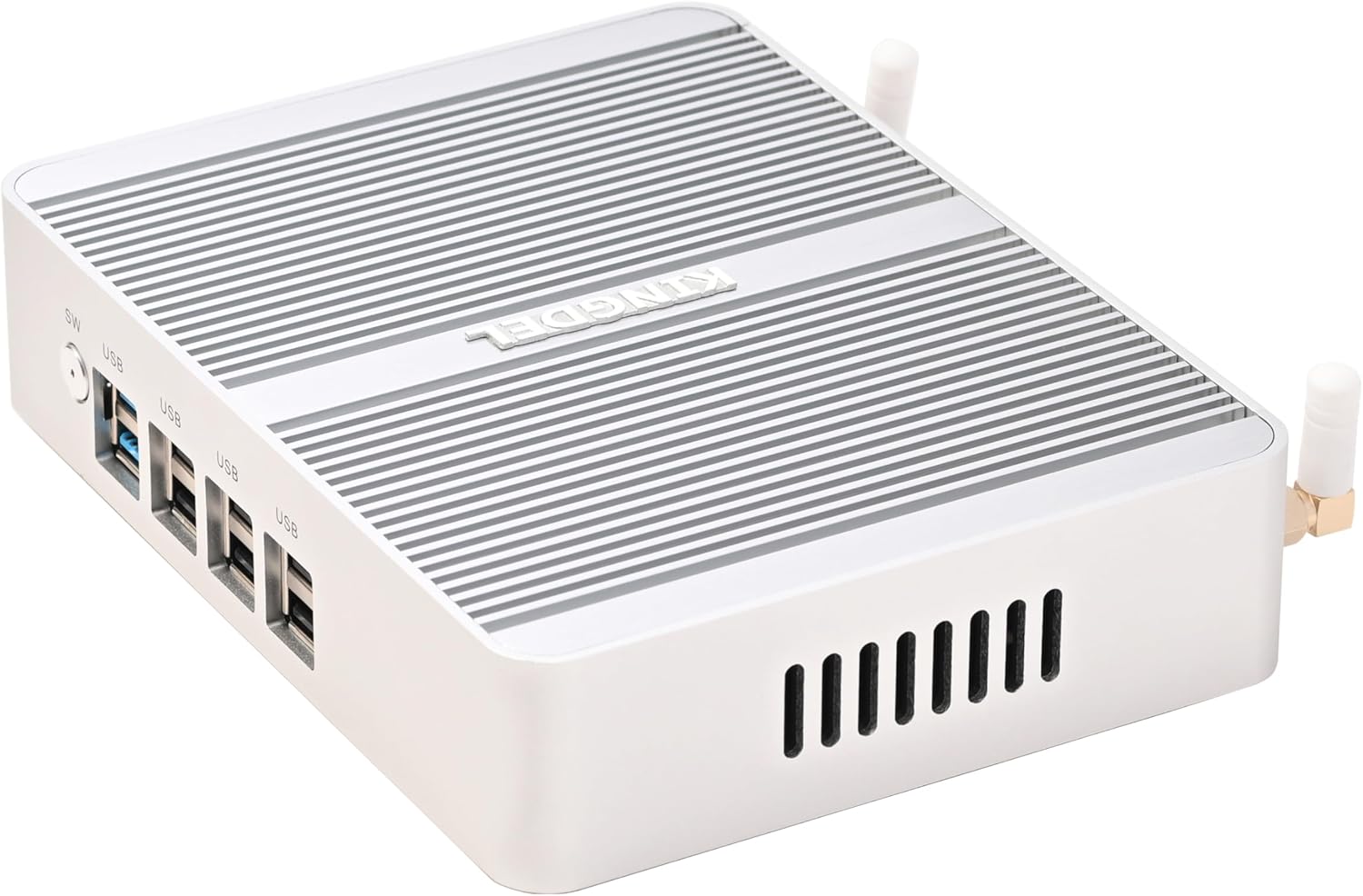 KINGDEL Fanless Mini Desktop Computer with 12th Gen. CPU N100(4C/4T, up to 3.4Ghz), 8GB DDR4 RAM+512GB NVMe SSD, 2xHD+DP, 2xNICs, 4K:4096x2160, WiFi+BT, Silent Working