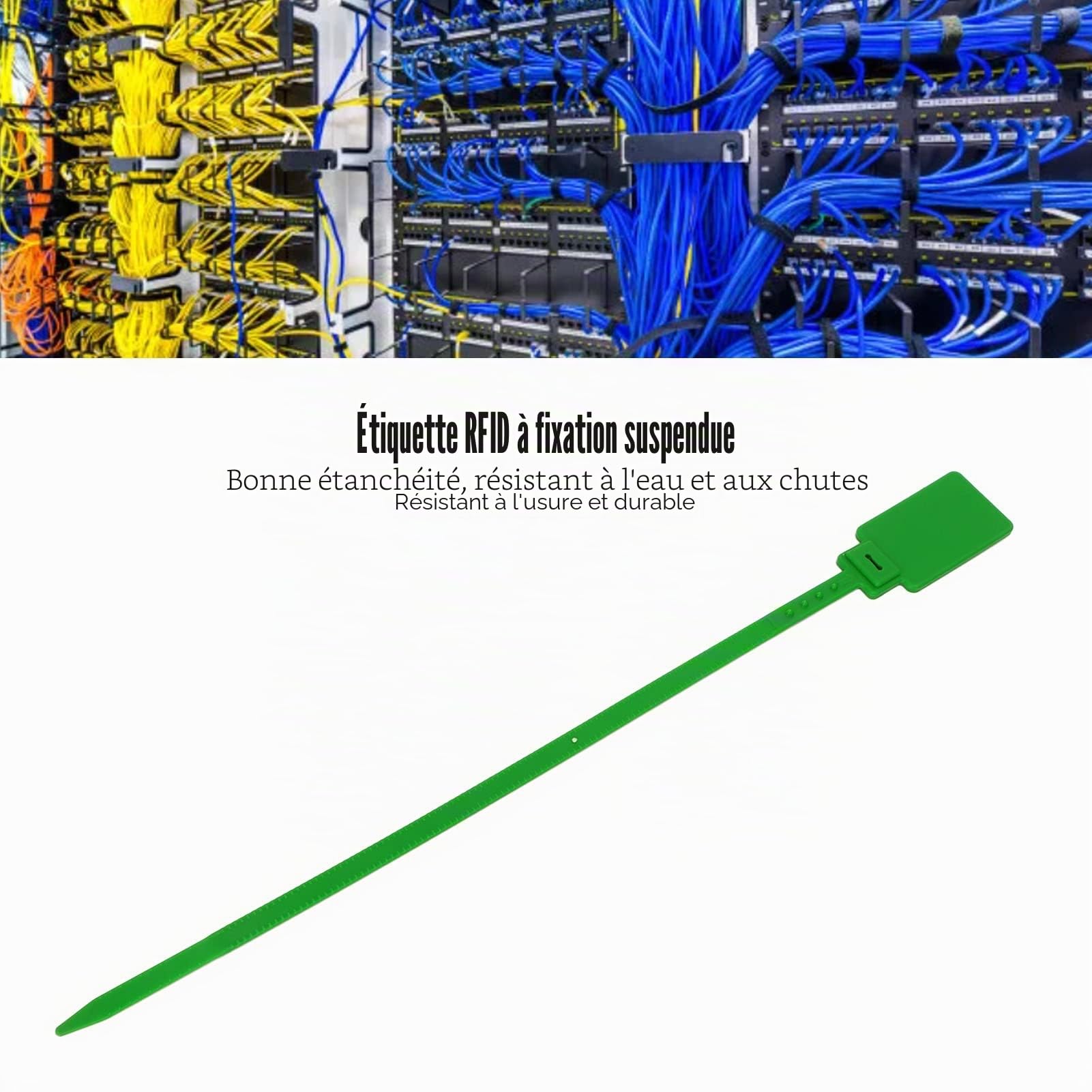 50 Pcs 915MHz UHF RFID Etiquette d'attache de Câble Zip, Etiquettes en Plastique Vierges et étanches, Etiquette de Marquage Lisible et Inscriptible, Puce Intelligente