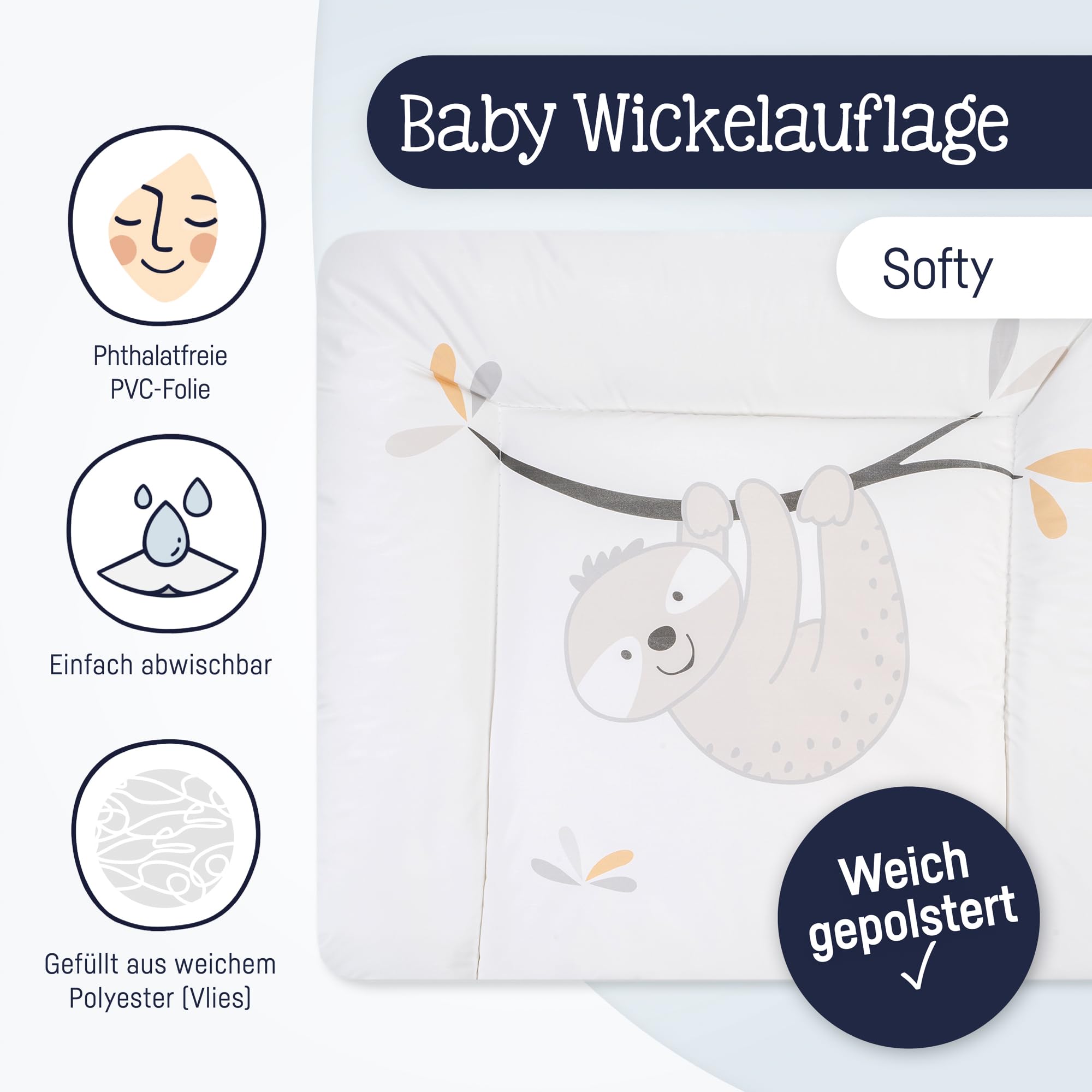 Julius Zöllner® Aankleedkussen Softy 65 x 75 cm, zacht aankleedkussen, baby- aankleedkussen, folie, waterdicht en afwasbaar, Made in Germany, Oeko-Tex Standard 100, sterrenvrienden