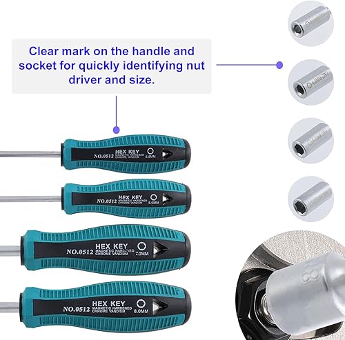 Miniatura 4 de Juego de destornilladores hexagonales de tuerca hexagonal, juego de destornilladores - Juego de 10