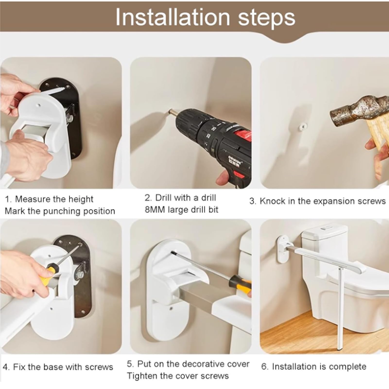 Barra Abatible Baño Minusvalido, Barra De Seguridad Para Baño Acero Inoxidable Rotación Vertical De 90 ° Con Función De Visión Nocturna,Soporta Hasta 200 Kg Para Ancianos Y Materna (Black)