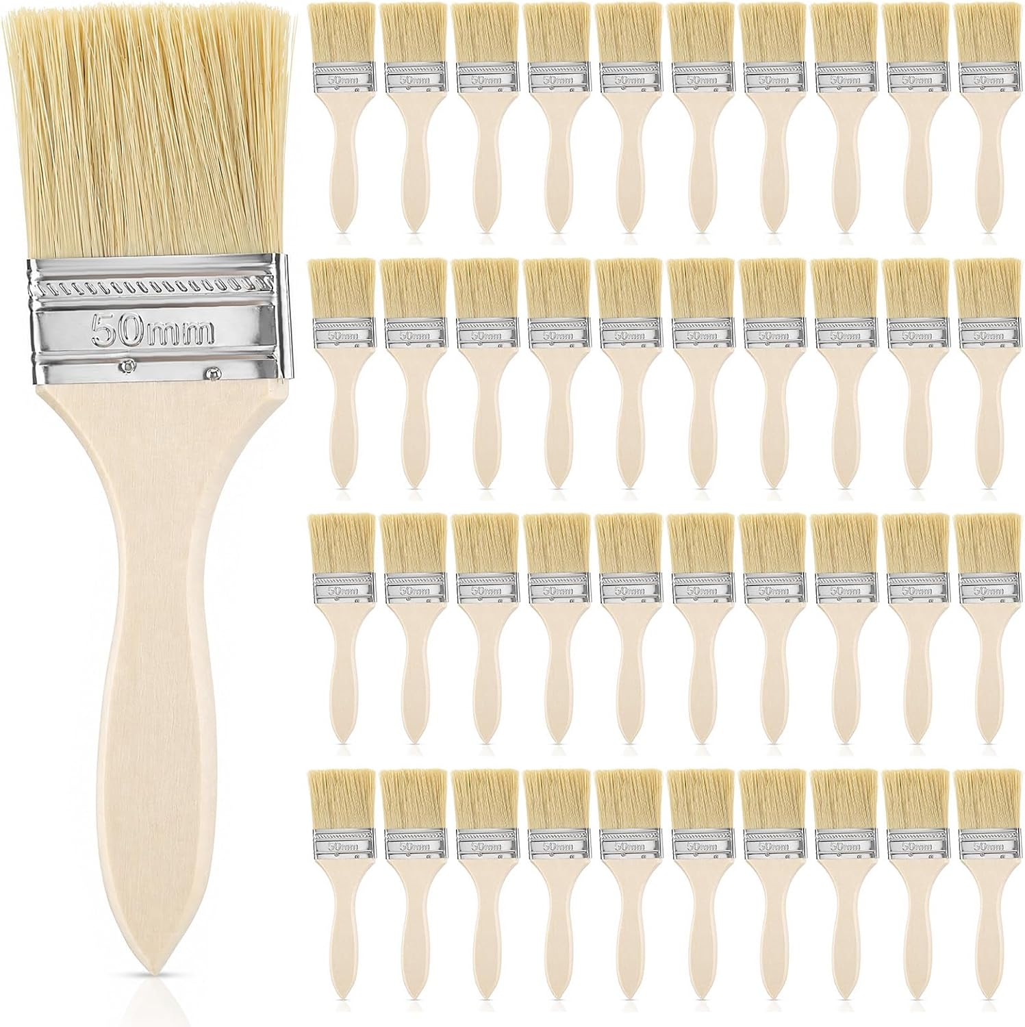 120PCS Chip Brushes 2 Inch Bulk Bristle Paint Wooden Stain Brushes All-Purpose Chip Paint Brushes Bulk for Painting, Stains, Varnishes, Epoxy, Glue, Crafts, Walls & Wood Furniture