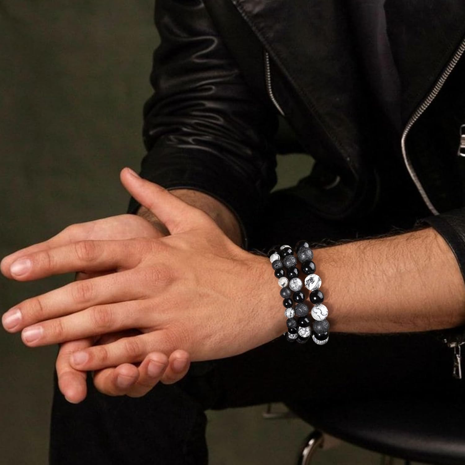 RANKEEF Tiger Eye Bracelet For Men 8MM Natural Stone Stretch Adjustable Black Crystal Beaded Bracelet for Men Women Gifts - Image 6