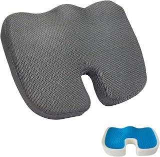 Konturierte Sitzkissen Orthopädisch für Steißbein, Gel Steißbeinkissen, Ergonomisches Sitzkissen Bürostuhl für Büro Auto Sitzkomfort Lindert Druck Durch Langes Fördert Durchblutung-Grau Atmungsaktives
