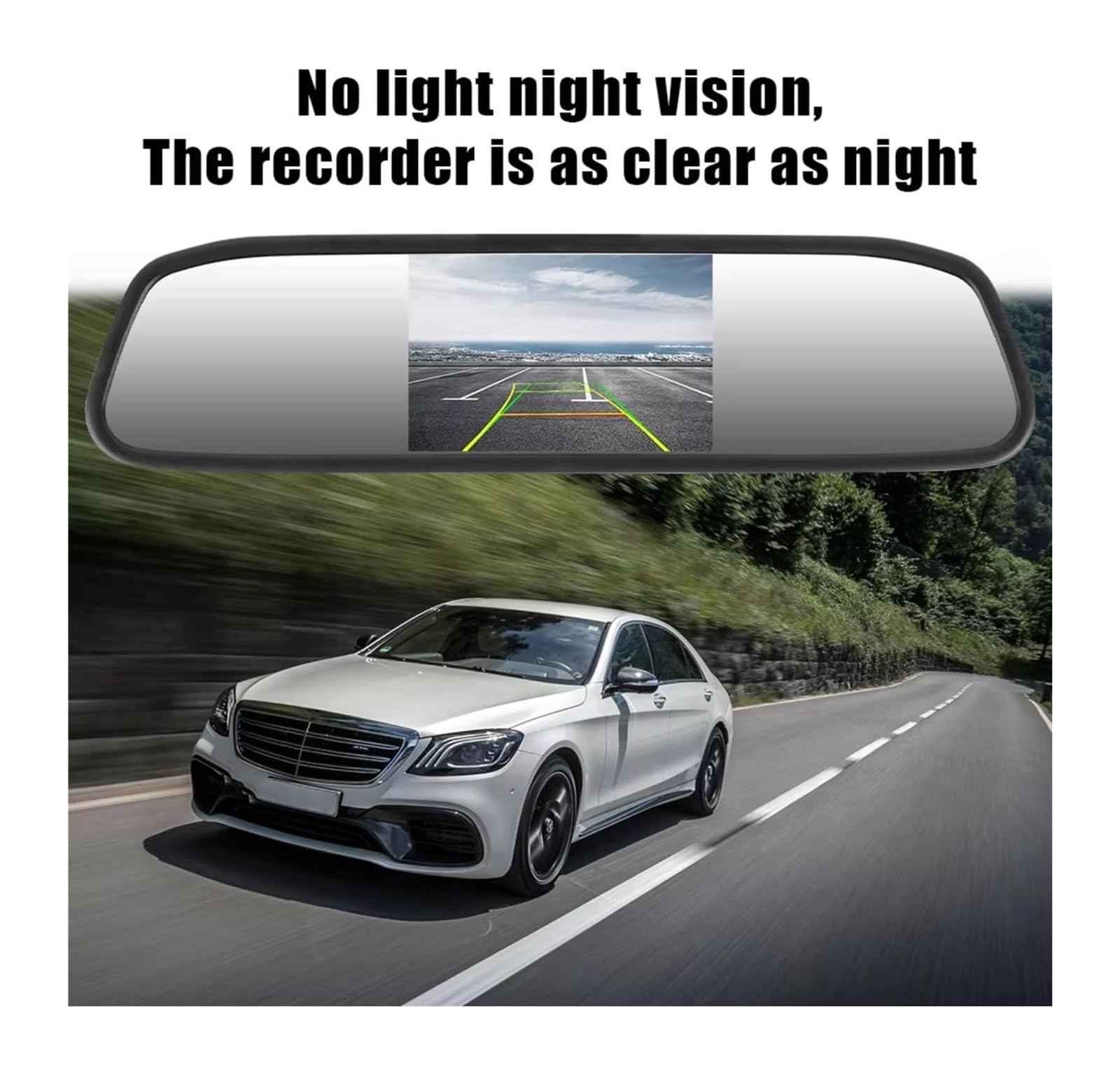 Cámara Visión Trasera para Espejo Interior Coche 12 V Monitor Aparcamiento Reproductor DVD PDC Pantalla 4,3 Pulgadas Vídeo HD Cámara de Respaldo(Only Mirror)