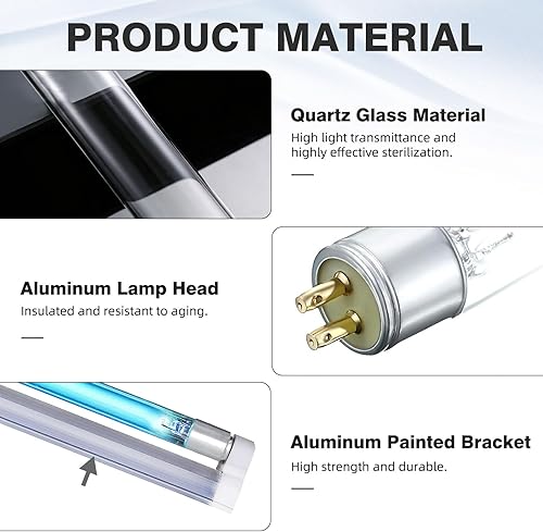 Miniatura 6 de COOSPIDER Lámpara de luz UVC de 6 W, lámpara desinfectante de 253.7 nm con cable de interruptor de encendidoapagado de 5 pies y enchufe, bombilla de