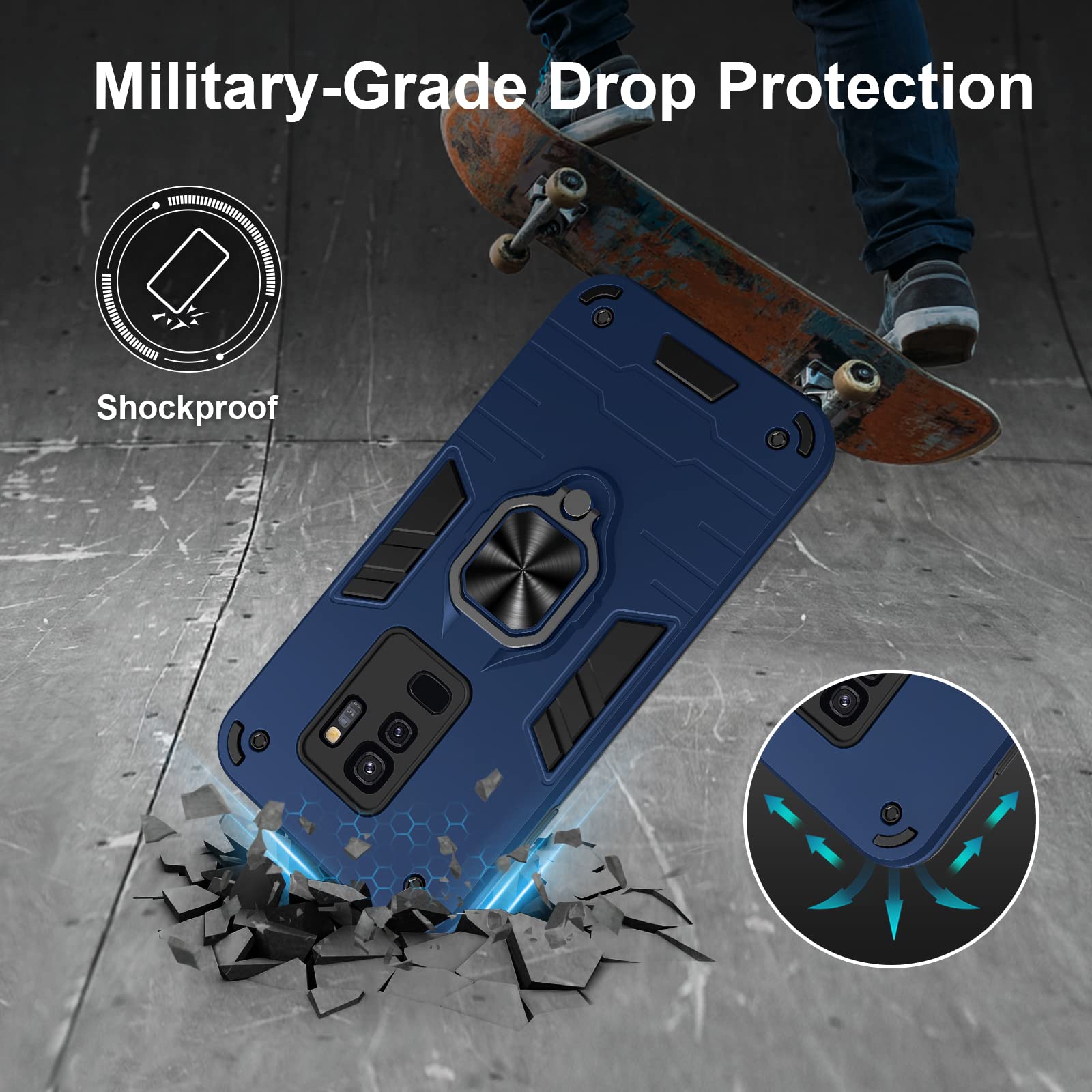 Funda para Xiaomi Redmi Note 15 Pro 5G, Carcasa Antigolpes con Soporte anular metálico, Case Protectora de Grado Militar, Azul — view 46