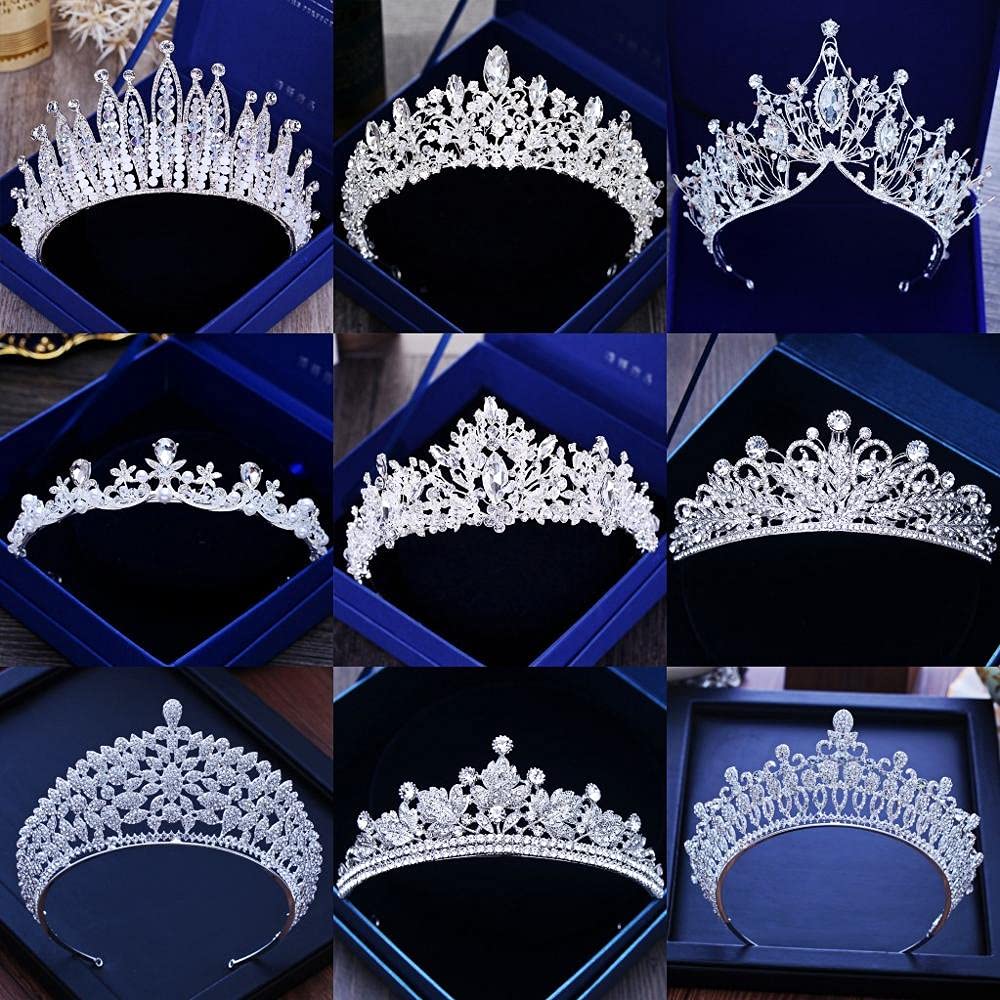 Biżuteria do włosów Diadem z koroną dla kobiet Kolor srebrny Złote kryształowe korony Tiara panny młodej Moda na ślub Nakrycie głowy z koroną Ślubna biżuteria do włosów Akcesoria (kolor: styl A)