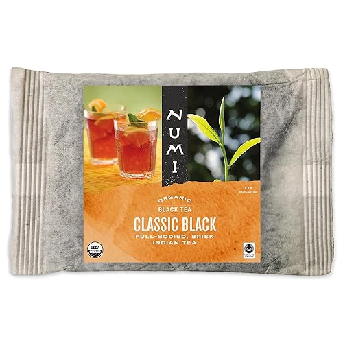 Numi Bolsas de té helado negro orgánico – Bolsas de café frío y sol (24 unidades, bolsas de 1 galón), paquete a granel sin azúcar bolsas de té helado