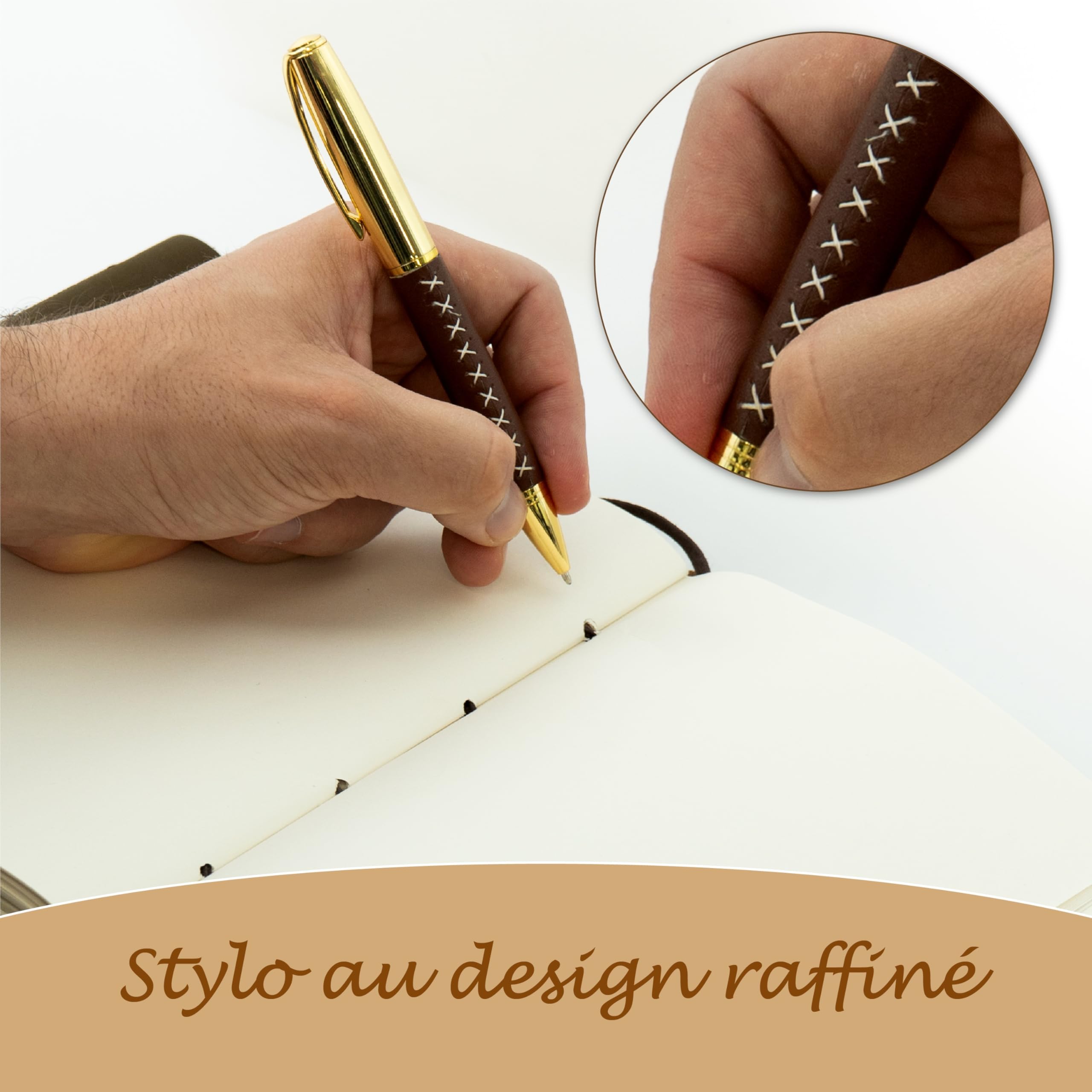 Coffret journal cuir Sovereign-Gear – Motif notes de musique en relief – Carnet buffle fait main 8x6" avec stylo et marque-page – Journal vintage non ligné, cadeau haut de gamme homme/femme.