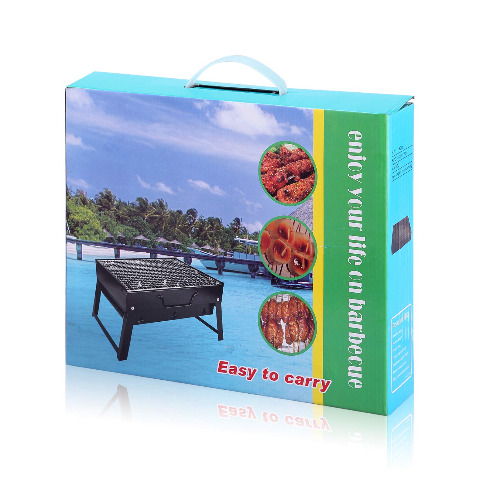 AGM Barbecue Carbone Portatile per 1-4 Persone, Barbecue Grill, BBQ Griglia in Acciaio a Carbone Pieghevole Portatile per Picnic, Viaggi, Patio o Campeggio in Giardino (40 x 27 x 20 CM)