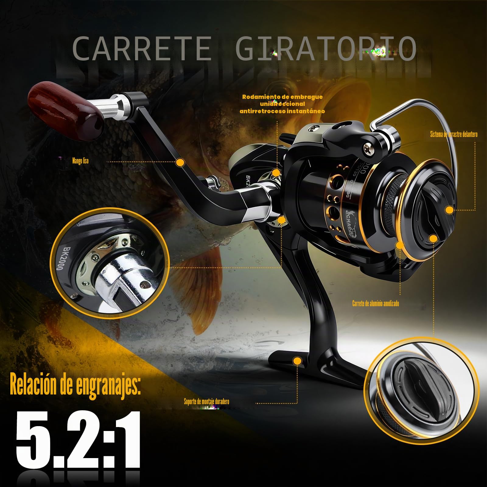 Raxfekro Caña de pescar telescópica de fibra de carbono de 1,8 m con carrete, juego combinado para agua salada y agua dulce, incluye juego de cebo, 100 m de cuerda de nailon, alicates y bolsa de