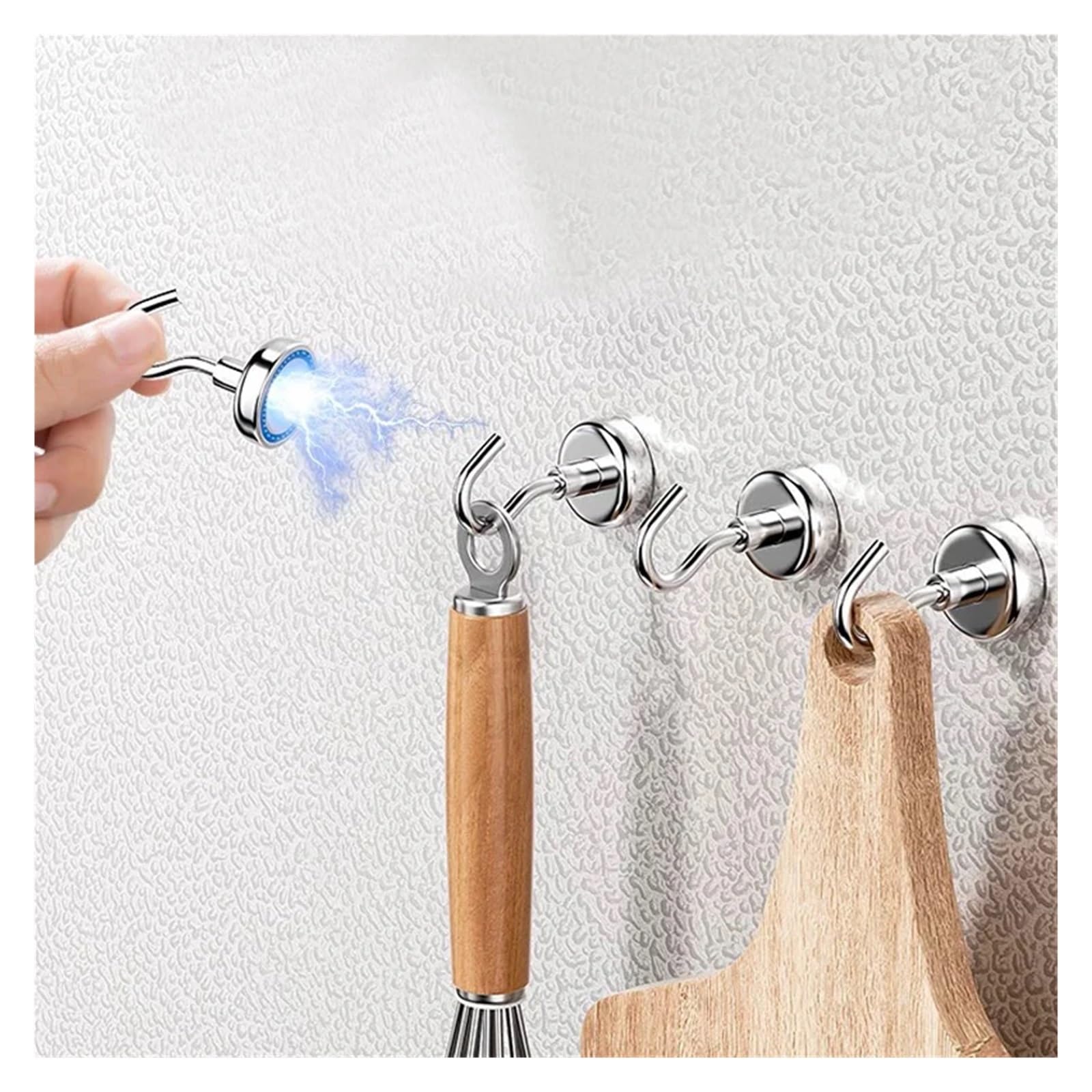 Genérico Gancho magnético resistente de neodimio 10/12/16/20 mm, con ganchos resistentes, apto for oficina, cocina y jardín(D20mm,10 PCS)