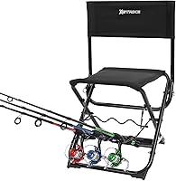 XStrike Portable Fishing Chair with Rod Holder - Folding Camping Stool for Adults, Ice Fishing, Hunting, 300lbs Capacity