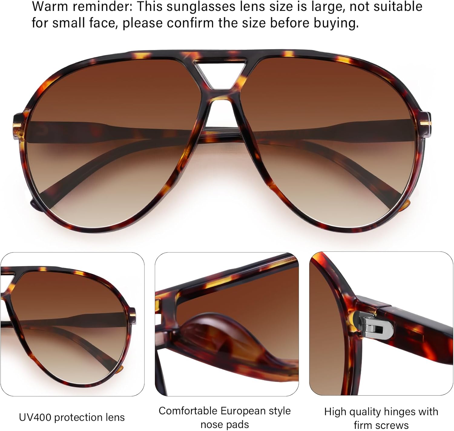 YMRFW Oversized Retro Aviator Sunglasses for Women Men Classic 70s Trendy Vintage Style Large Frame Sun Glasses - Image 6