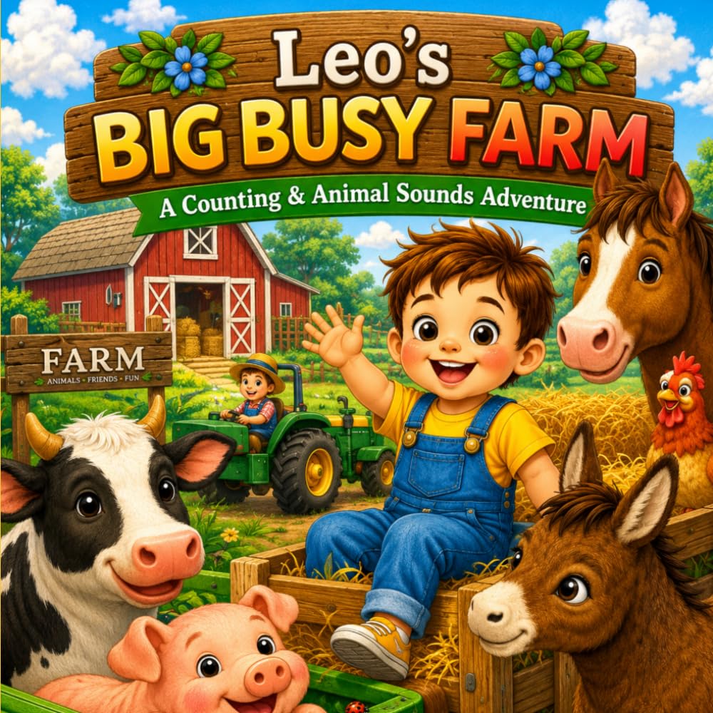 Leo's Big, Busy Farm!: Personalized Farm Animal Counting Book for Boys Named Leo (Three Hearts Personalized Baby Name Books (Leo))