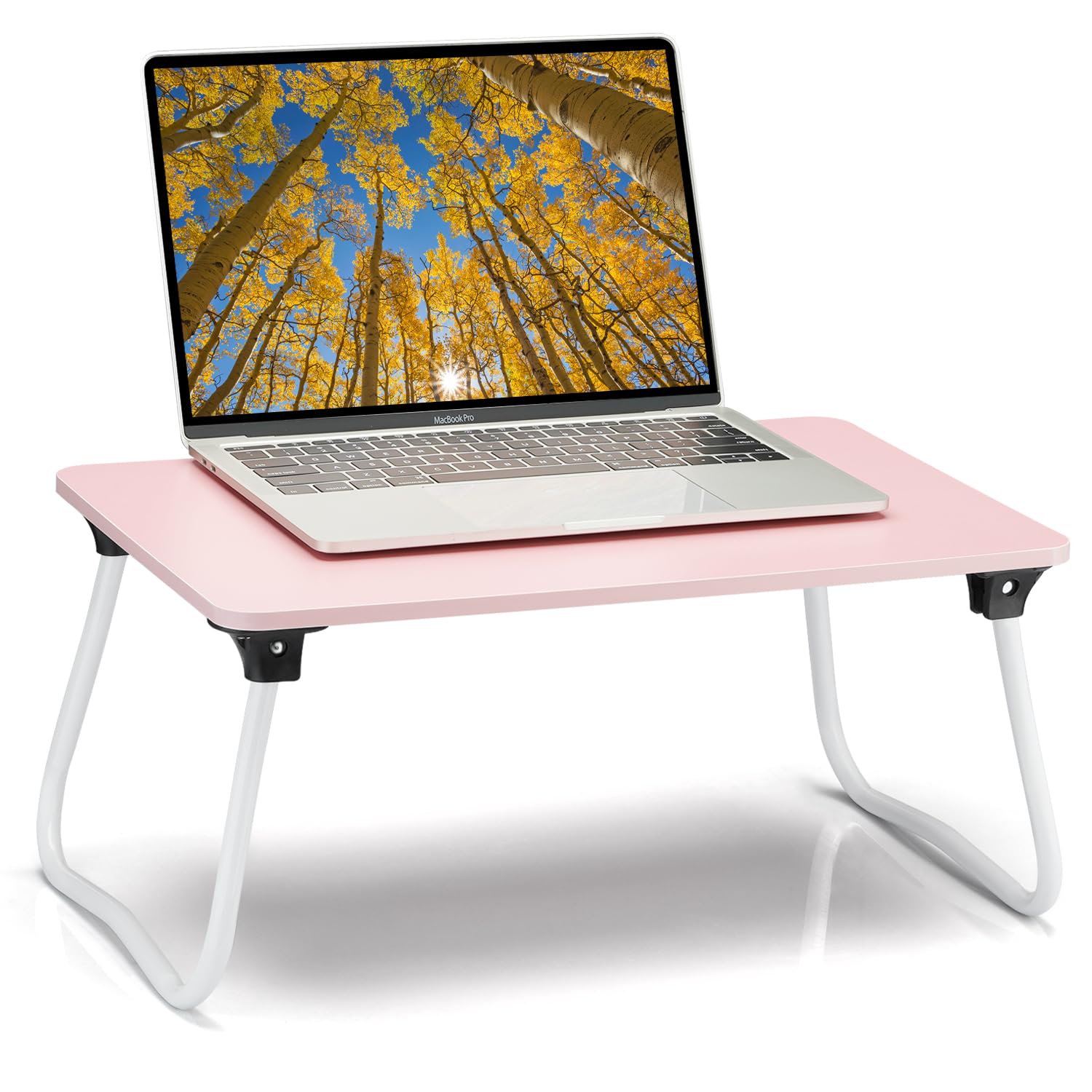 Photo 1 of *CRACKED CORNER* Ruxury Foldable Lap Desk Laptop Stand Bed Desk Table Tray, Breakfast Serving Tray, Portable & Lightweight Mini Table, Lap Tablet Desk for Sofa Couch Floor - Pink