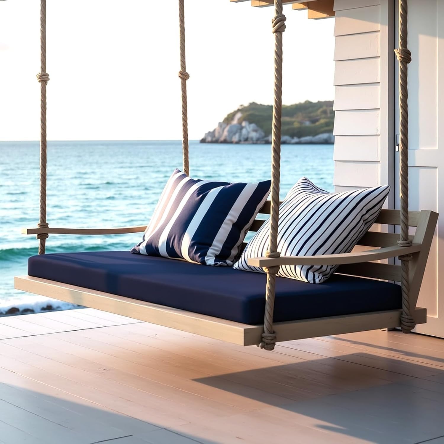 Cojín impermeable para banco para exteriores e interiores, funda para muebles de jardín, almohadilla de asiento para ventana, rincón de desayuno y caravana, accesorio de espuma de alta densidad (gris
