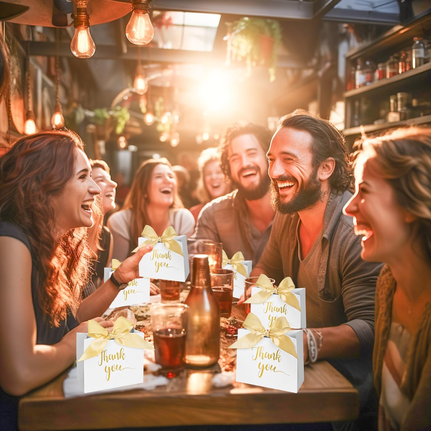 60Pack Small Thank You Gift Bags, 4.5x1.8x3.9 Inches Mini Gift Bags with Ribbon Wedding Candy Boxes Birthday Party Favor Bag for Baby Shower Anniversary - Image 7