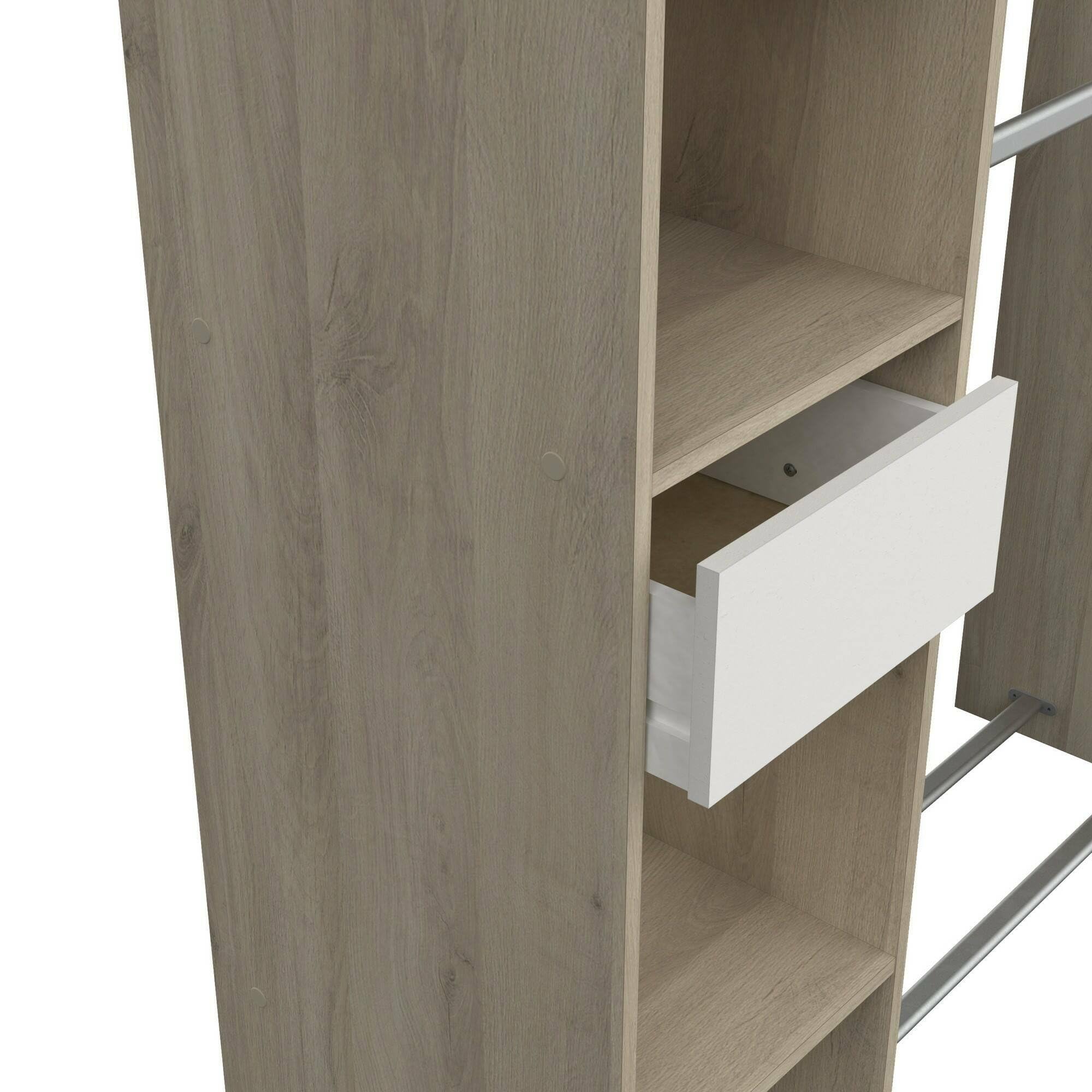 Dmora - Guardaroba grande Adour, Mobile camera da letto, Cabina armadio portabiti, Armadio appendiabiti, 118x40 h183 cm, Rovere e Bianco opaco
