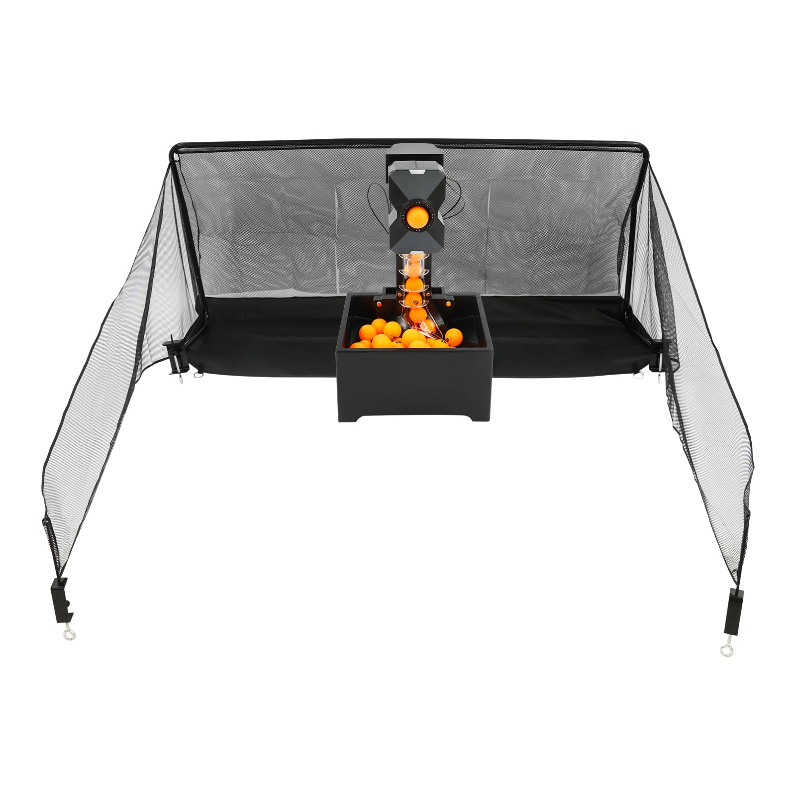 Ping Pong Ball Maschine mit Netz, Automatische Tischtennismaschine Ping Pong Ball Wurfmaschine, 10 programmierbare Modi 100 Bälle