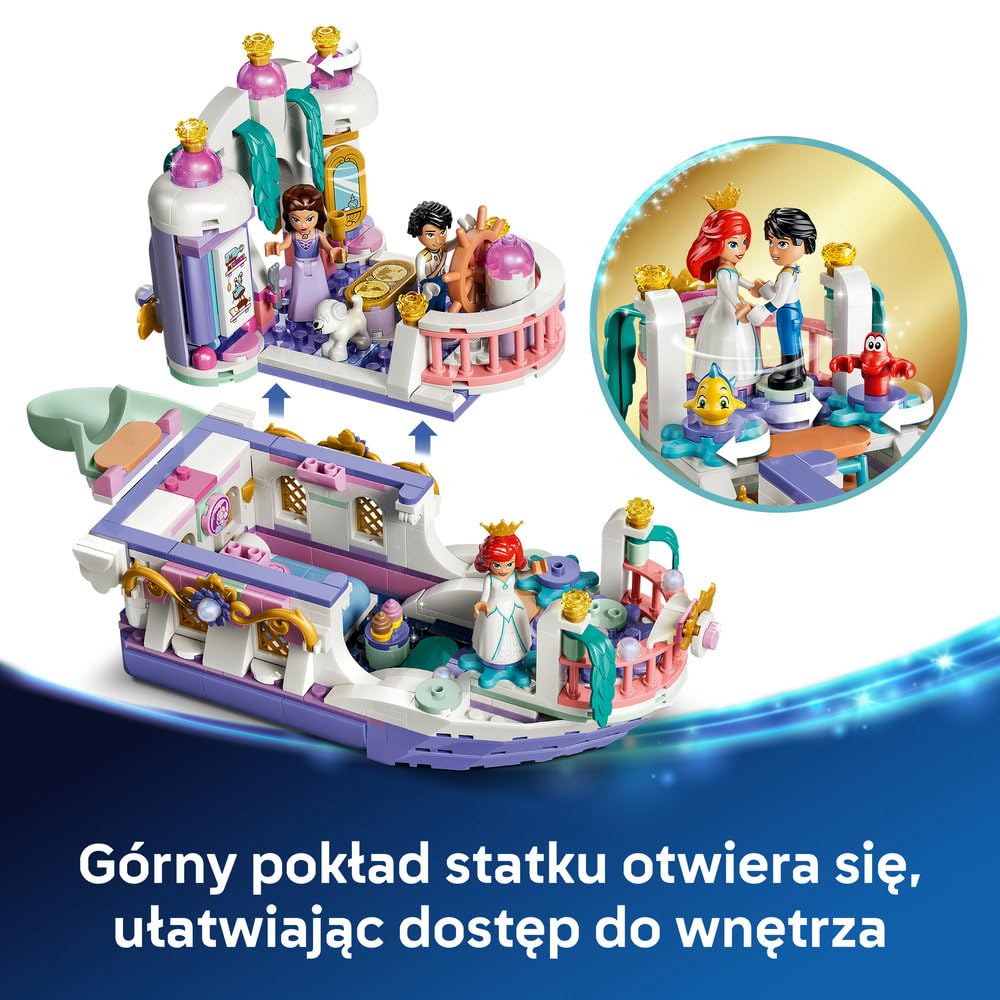 LEGO ǀ Disney Princess Królewska łódź weselna Arielki 43299 | Łódka z filmu Mała Syrenka Disneya, zabawka dla 6-latki, prezent dla dziewczynki i chłopca, klocki dla dzieci, 519 elementów