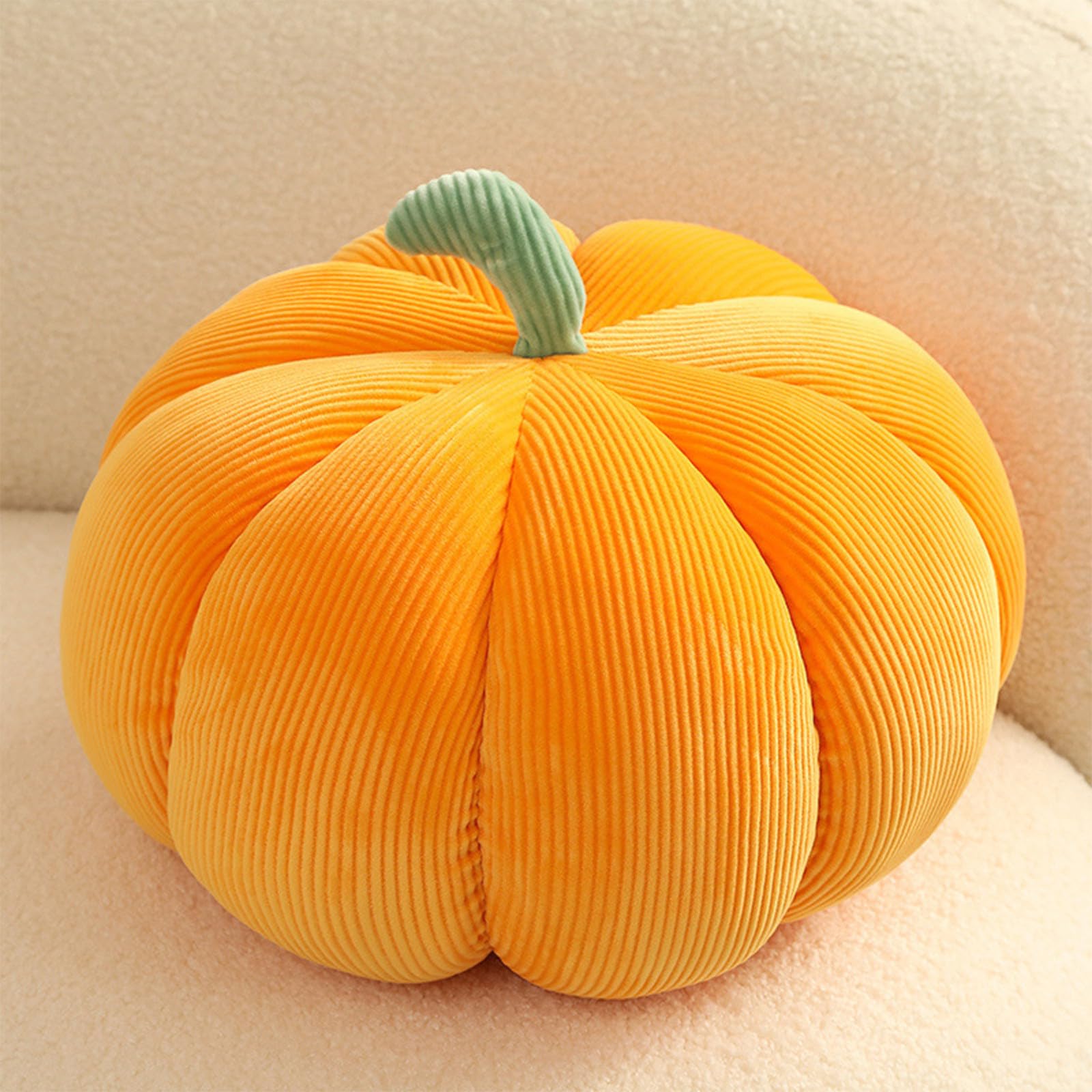 Autumn Pumpkin Plush Pillow, Halloween Decoration Stuffed Pumpkin Throw Pillow Soft Fleece Sherpa Cute 3D Shaped Cushion for Sofa Couch Bedroom Thanksgiving (Orange)