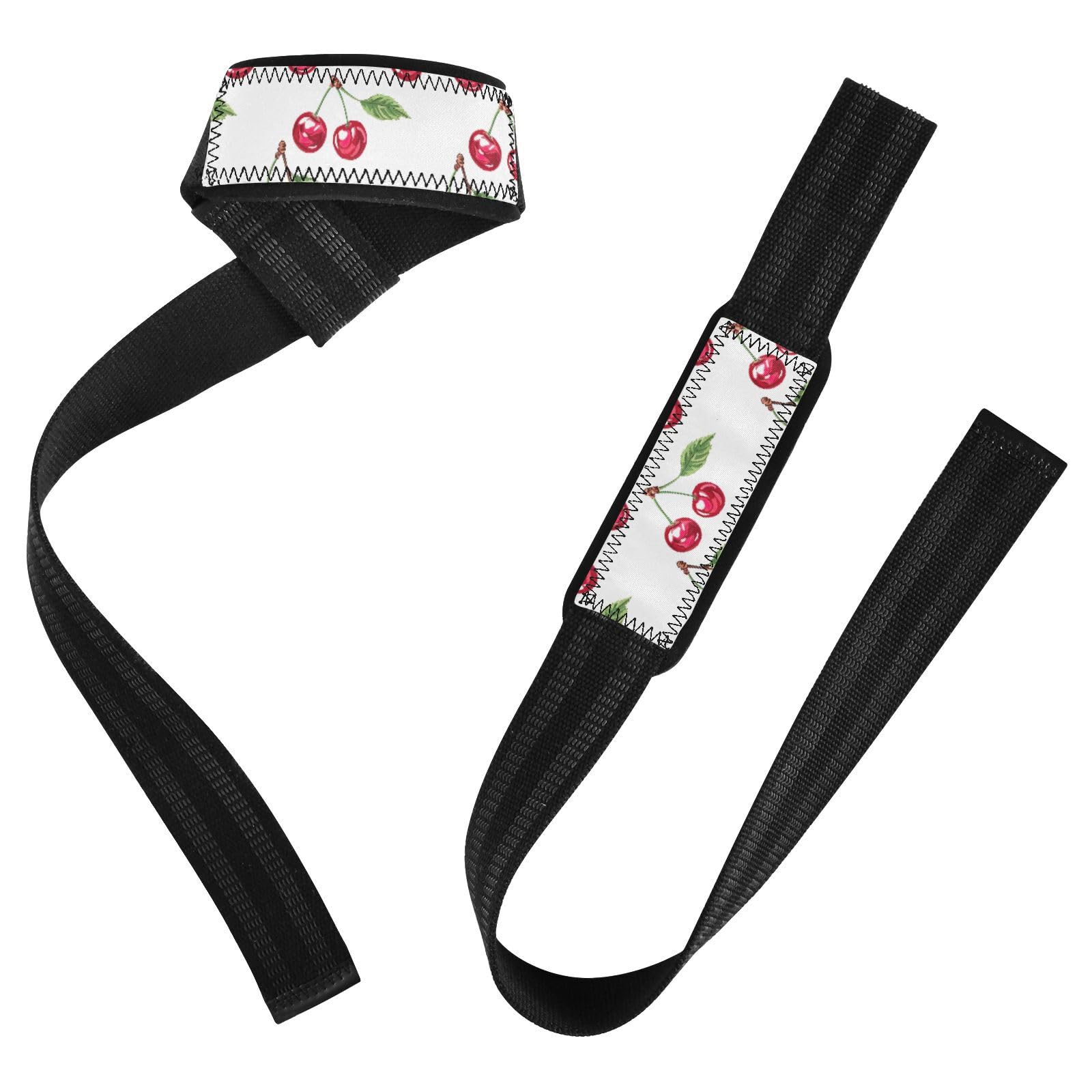 Nander Delicious Cherries Wrist Straps for Weightlifting,Lifting Straps with Neoprene Cushioned Wrist Padded and Anti-Skid Silicone for Strength Training,Bodybuilding,Deadlifting