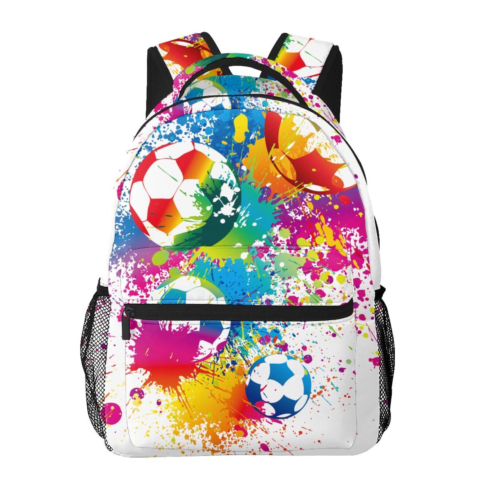 HKHEHOP Colorful Soccer Fun Ball Backpack For School Laptop Bags Bookbag Big Casual Daypack For Student Girls Boys Kids Teens Travel Sports Work