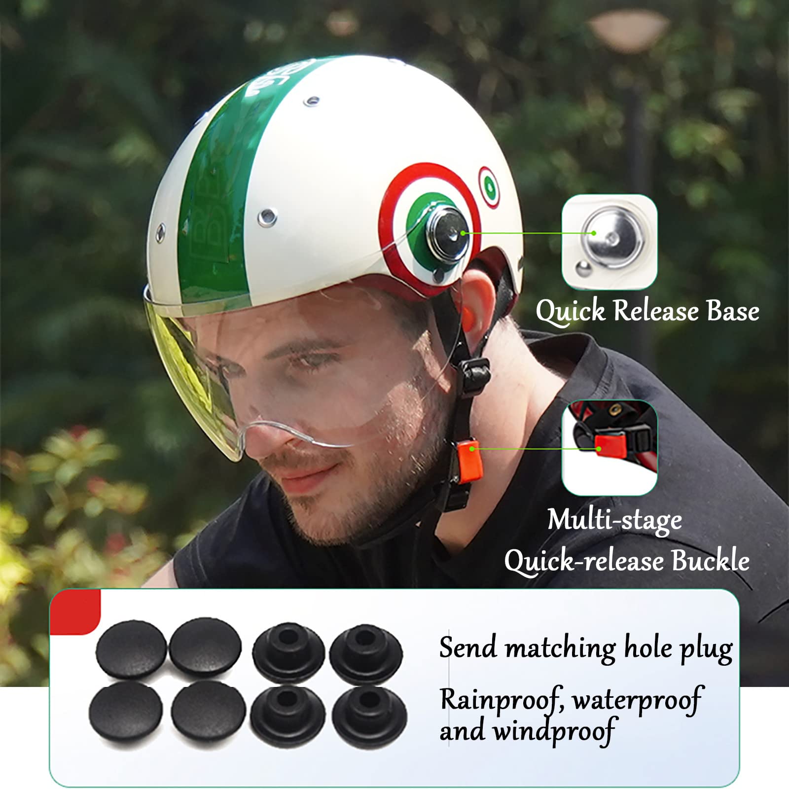 JATIBOSH Segura Y Práctica Motocicleta Casco Half-Helmet, Cuatro Estaciones Motocicleta Casco, Resistencia Al Calor Jet Ciclomotor Abierto Cascos, Jóvenes Hombres Mujeres Certificación ECE