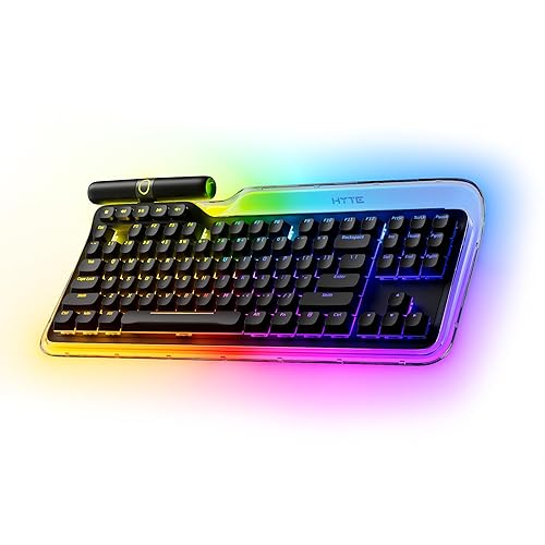 Hyte Keeb TKL - Interfaz humana moderna - Teclado mecánico personalizable con cable de burbuja de cristal RGB sin llave - Interruptores lineales de