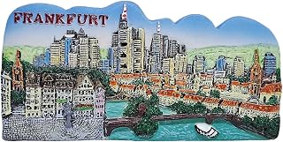 WitnyStore Tiny Römerberg Main River and Landmarks in Frankfurt Blue Sky Background Germany Central Europe Tourist Attraction Resin Refrigerator Magnet Traveler Souvenir Gift Memento 3D Fridge Magnets