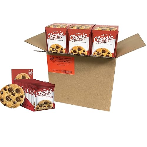 Classic Cookie Galletas de chispas de chocolate horneadas suaves hechas con mini besos Hershey's, caja completa de 12 cajas, 96 galletas envueltas