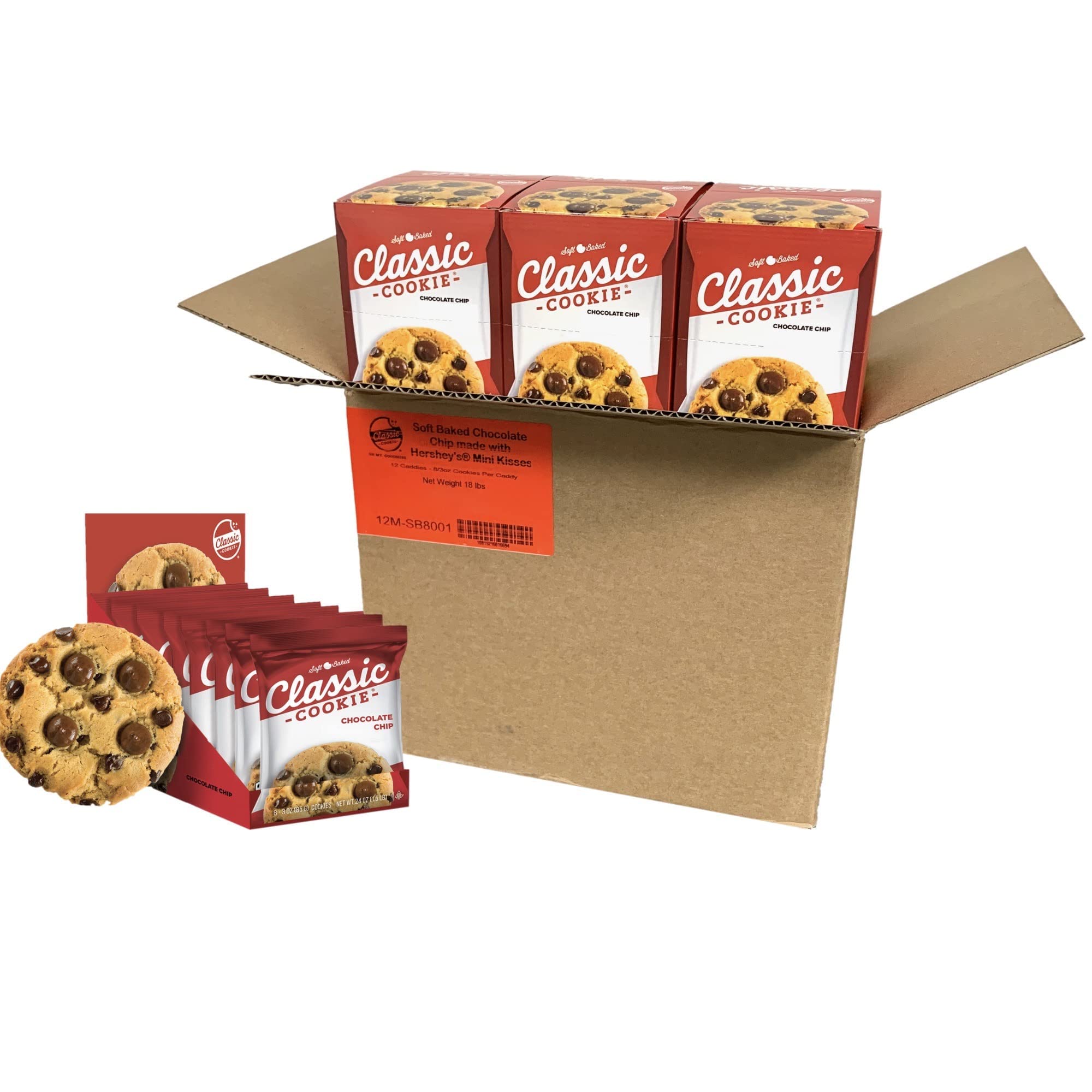 Classic COOKIESoft Baked Chocolate Chip Cookies, Full Case of 12 Boxes, 96 Individually Wrapped Cookies