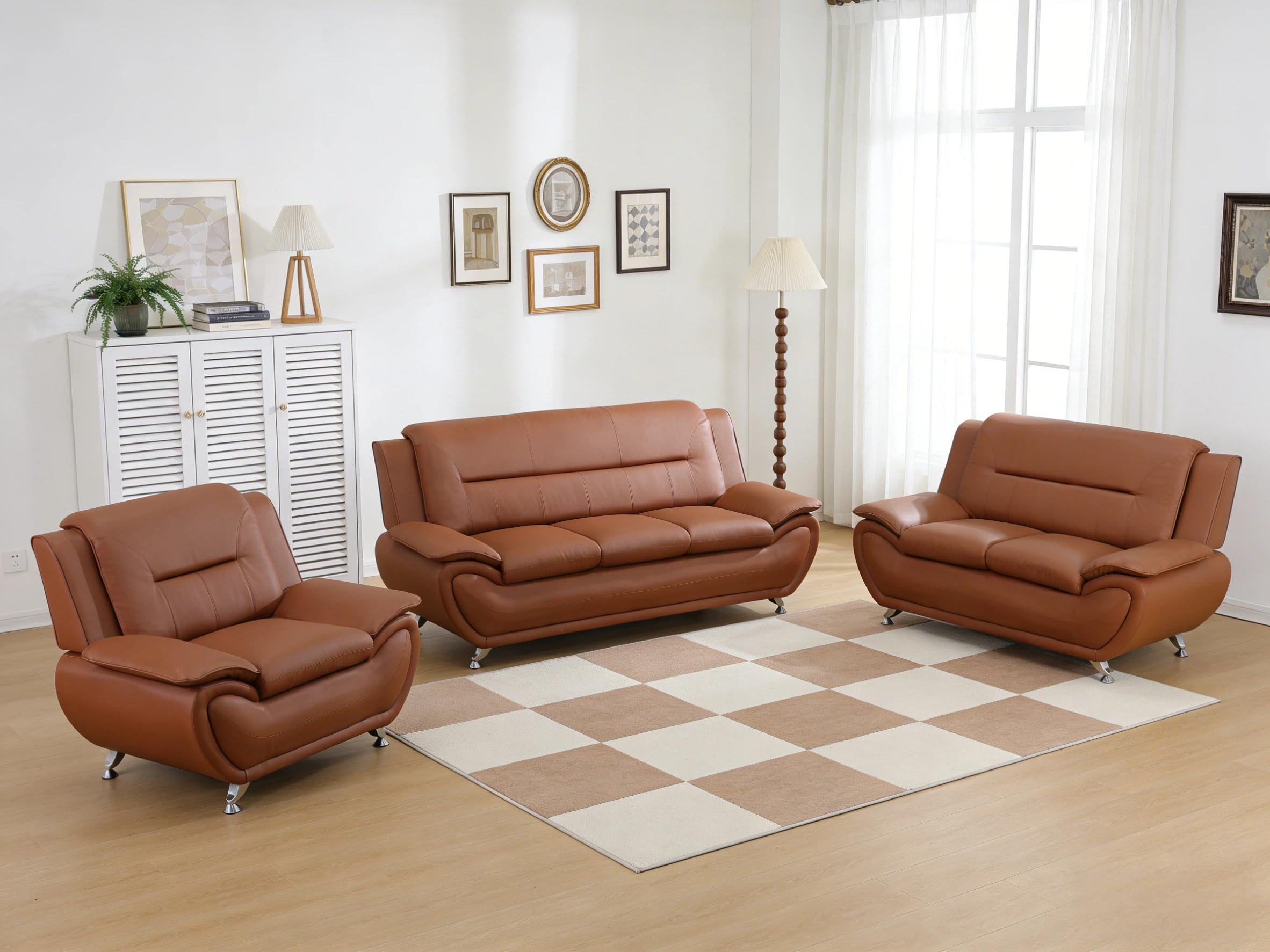 View 1 of ***CHAIR ONLY***Trygoal 3 Piece Sofa Sets for Living Room, Modern Sectional Couch and Loveseat & Armchair Set, Mid-Century Furniture Sets for Living Room, Apartment, Office, Bright Bronze