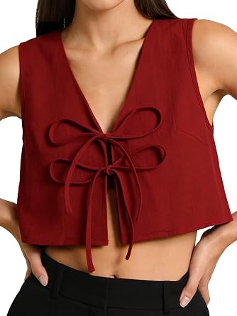 KASBAH Animal Print Vest Women Vest Tops Country Cheetah Print top Leopard Print Tops Tie Front Womens Vest Top Trendy Outfit
