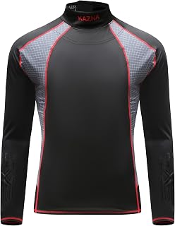Hockey Shirt with Neck Guard for Adult and Kids,Long Sleeves Compression Shirt with Integrated Neck Guard