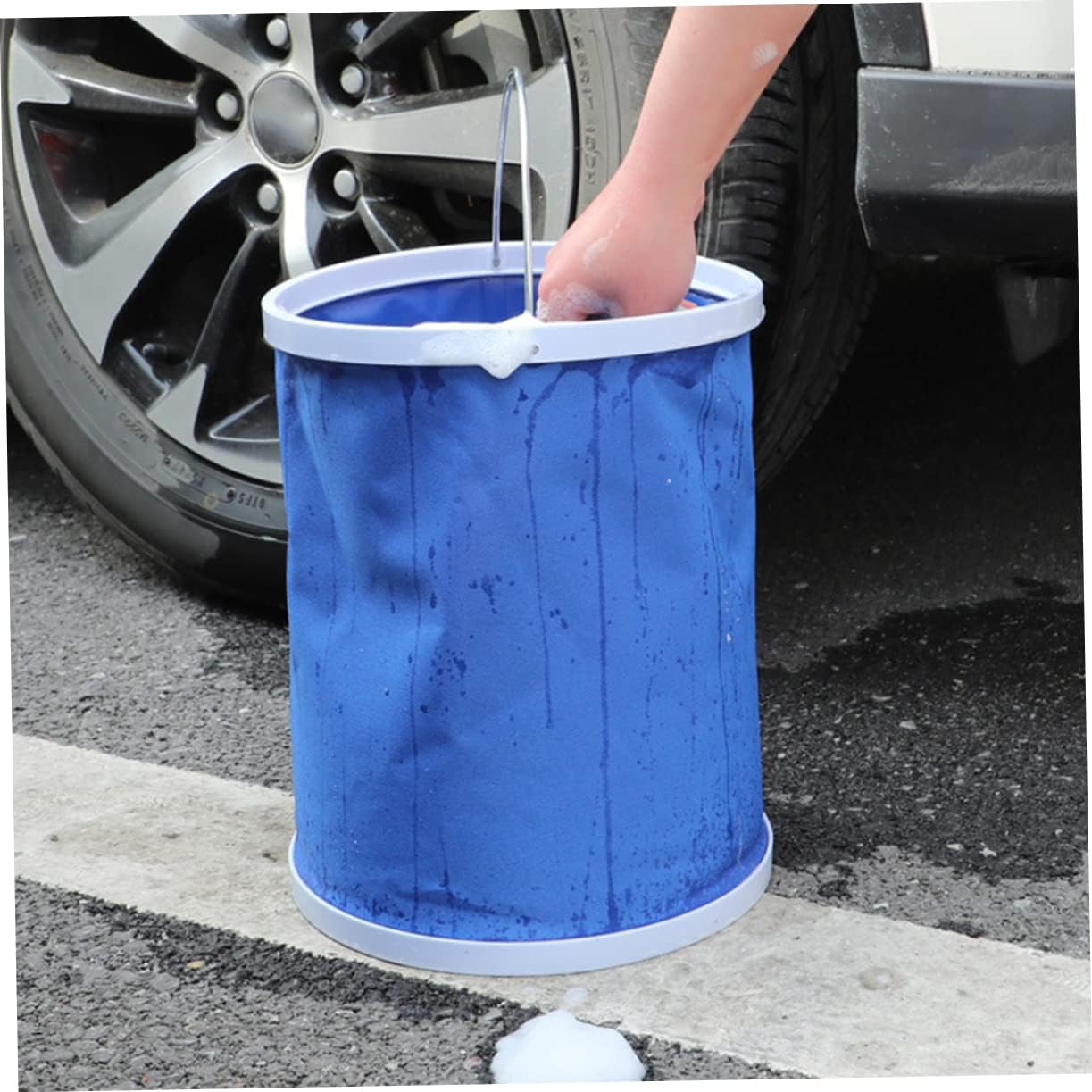 Alipis Large Capacity Collapsible Bucket Drainage Foldable Wash Basin Camping Lid