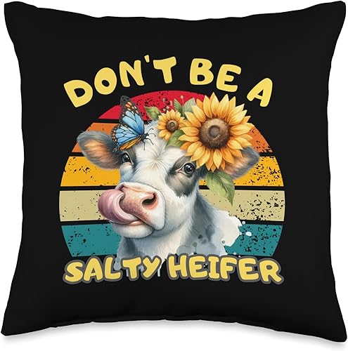 Don't Be A Salty Heifer Funny Cow Lover - Almohada gráfica