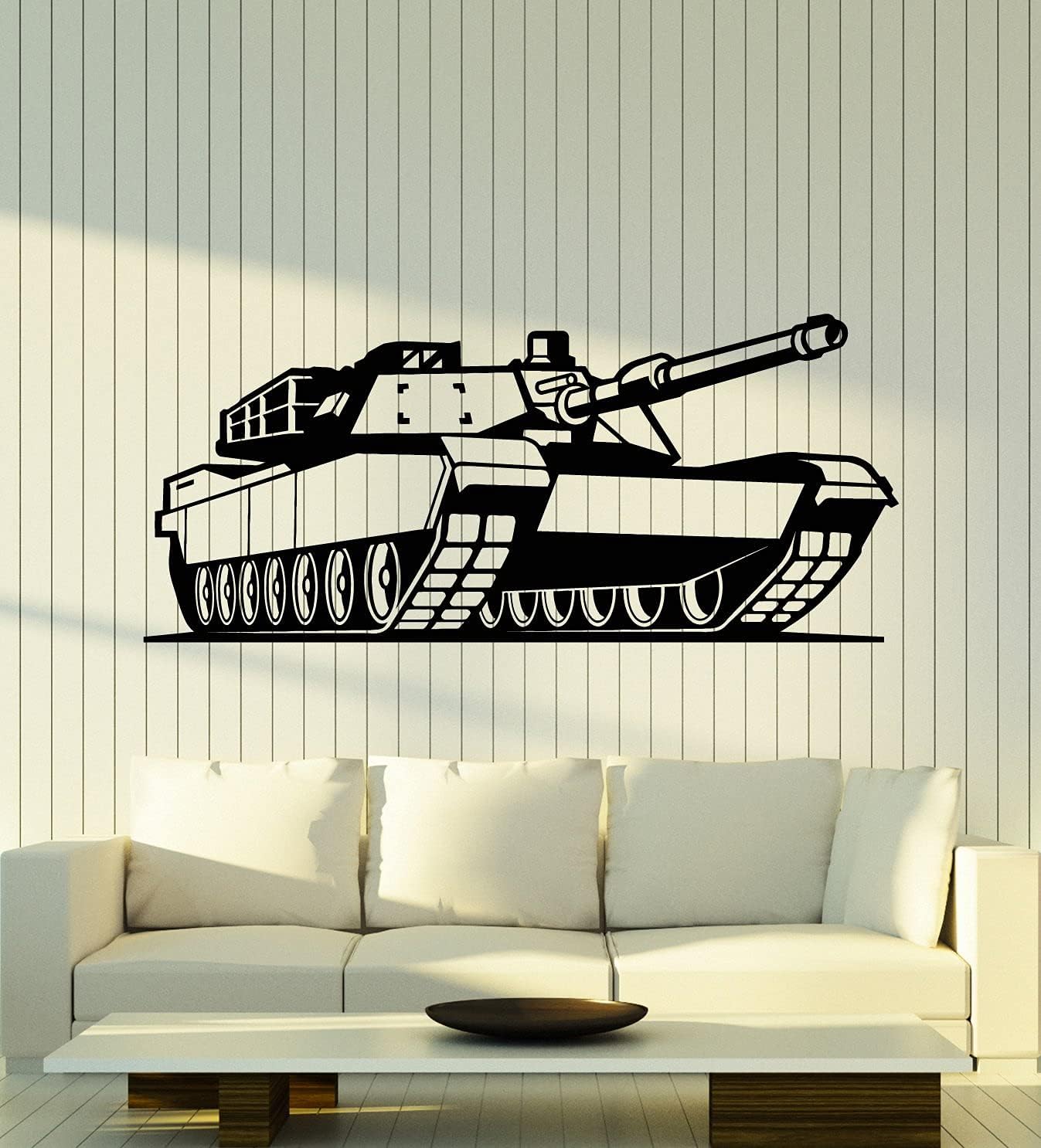 WallStickers4ever Large Vinyl Wall Decal Military Tank War Boys Kids Room Garage Decor Stickers Mural (g5634) Black